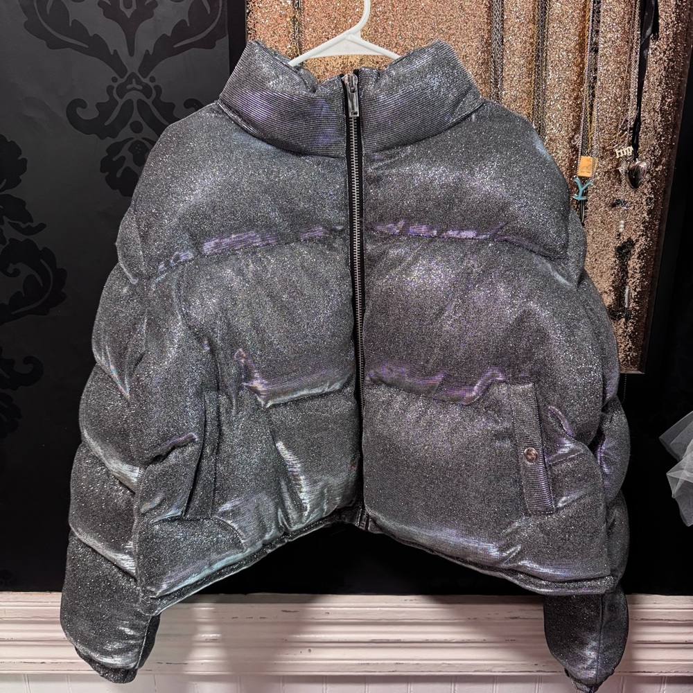 Dolls Kill Poster Girl TUNDRA TAMER SPARKLE PUFFER JACKET